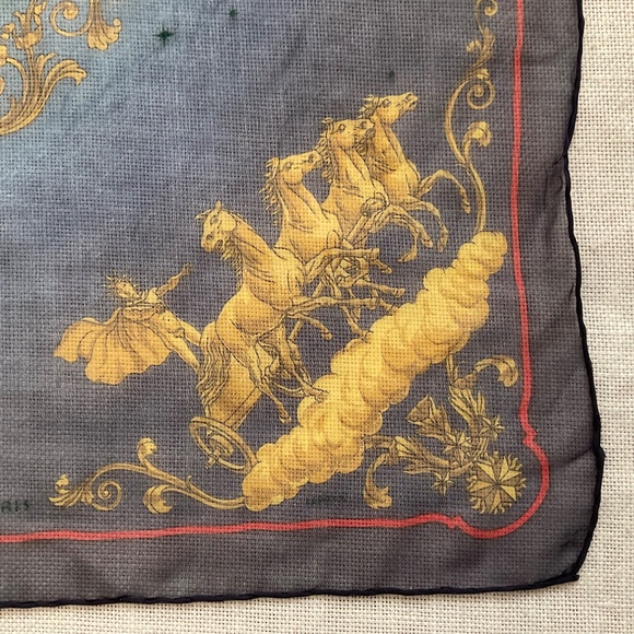 Hermes Scarf Cosmos Horses Silk Handrolled Signed Made In France - Picture 5 of 13